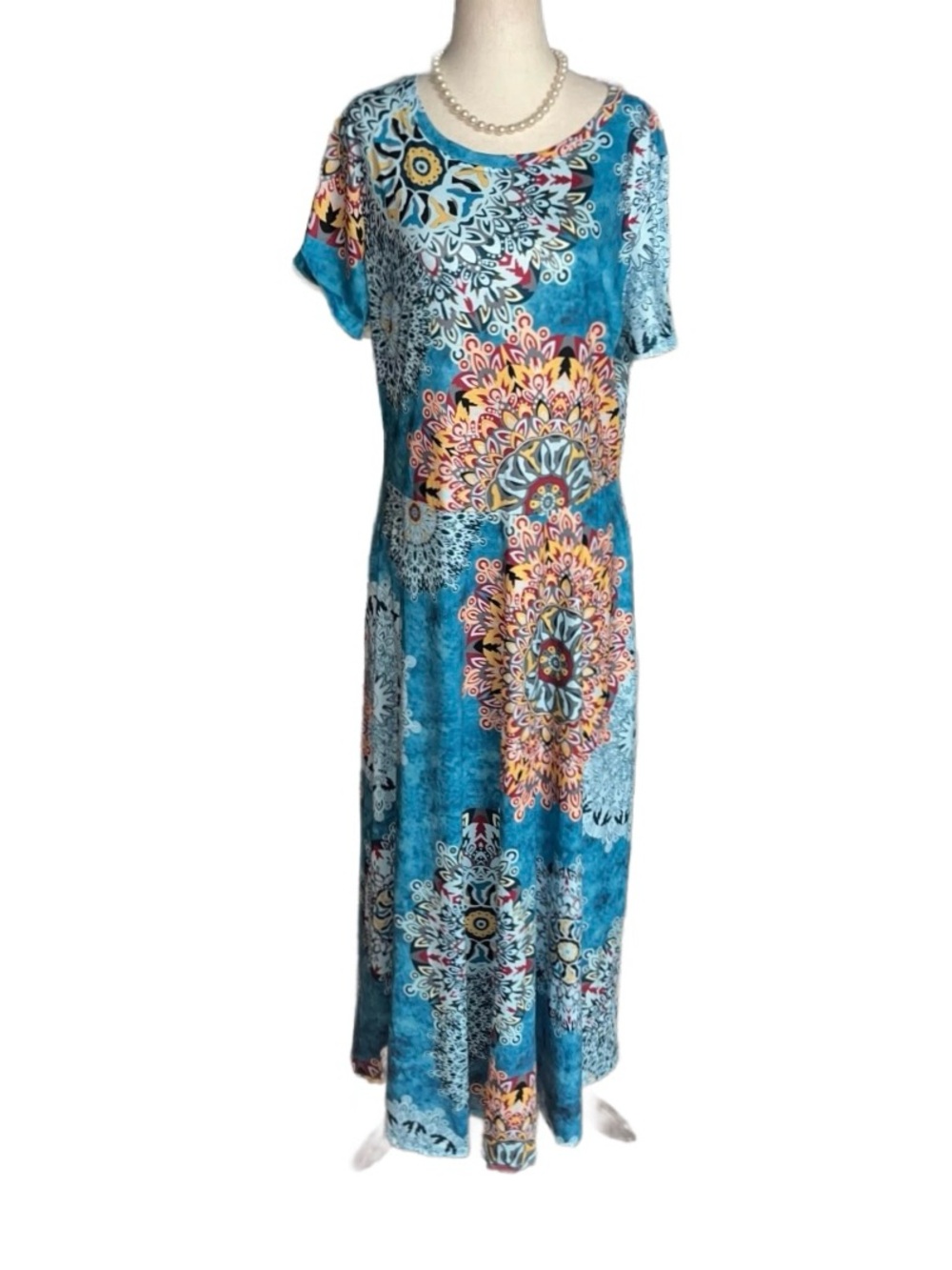 Zaberry ~ Women’s XX-Large ~ Blue/ Orange • Mandala Design ~ Boho Dress
